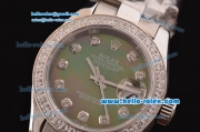 Rolex Datejust Lady 2813 Automatic Steel Case with Grey Mop Dial Diamond Markers and Diamond Bezel ETA Coating