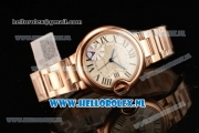 Cartier Ballon Bleu De Medium Swiss ETA 2671 Automatic Rose Gold Case Silver Dial Roman Numeral Markers and Rose Gold Bracelet - 1:1 Original