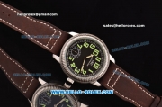 IWC Pilot's Vintage Asia 6497 Manual Winding Stainless Steel Case with Brown Leather Strap and Black Dial