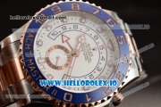 Rolex Yacht-Master Chrono Clone Rolex 4130 Automatic Movement Rose Gold White Dial and Dots Markers Rose Gold Bracelet (JF)