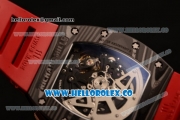 Richard Mille RM 11-02 Swiss Valjoux 7750 Automatic Carbon Fiber Case with Skeleton Dial and Red Rubber Strap - 1:1 Original