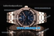 Audemars Piguet Royal Oak 41MM Clone AP Calibre 3120 Automatic Diamonds Steel Case/Bracelet with Blue Dial and Stick Markers