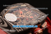 Richard Mille RM 11-02 Swiss Valjoux 7750 Automatic Carbon Fiber Case with Skeleton Dial and Red Rubber Strap - 1:1 Original