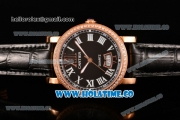 Cartier Rotonde De Miyota Quartz Rose Gold Case with Rose Gold Dial Diamonds Bezel and White Roman Numeral Markers