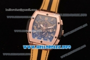 Hublot MP-06 Senna Champion 88 Chrono Miyota Quartz Rose Gold Case with Skeleton Dial and Yellow/Black Leather Strap