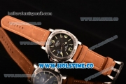 Panerai Luminor GMT PAM 029 A Asia Automatic Steel Case with Black Dial Stick/Arabic Numeral Markers and Brwon Leather Strap