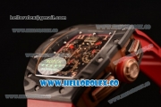 Richard Mille RM 11-02 Swiss Valjoux 7750 Automatic Carbon Fiber Case with Skeleton Dial and Red Rubber Strap - 1:1 Original