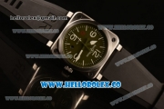 Bell&Ross BR 03-92 S Aviation Type Miyota 9015 Automatic Steel Case with Green Dial and Black Rubber Strap
