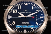 IWC Pilot's Watch Mark XVII Swiss ETA 2892 Automatic Steel Case with Blue Dial and Black Leather Strap - White Arabic Numeral Markers