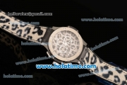 Hublot Big Bang Snow Leopard Chrono Miyota OS20 Quartz PVD Case with Leopard Leather Bracelet and Steel Bezel