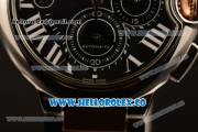 Cartier Ballon Bleu De Chrono Swiss Valjoux 7750 Automatic Two Tone Case with Black Dial and Two Tone Bracelet - (H)