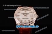 Rolex Day-Date Asia Automatic Steel Case with Diamonds Markers White MOP Dial and Diamonds Bezel (BP)