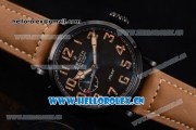 Zenith Pilot Type 20 GMT Asia ST25 Automatic PVD Case with Black Dial Arabic Numeral Markers and Brown Leather Strap