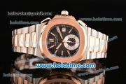 Patek Philippe Nautilus Chrono Swiss Valjoux 7750 Automatic Two Tone with Black Dial an Whtie Stick Markers 1:1 Original (BP)