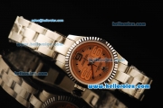 Rolex Oyster Perpetual Automatic Movement Full Steel with ETA Coating Case with Orange Dial-Arabic Numerals