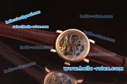 Patek Philippe Skeleton Tourbillon SM Phase Automatic Rose Gold Case Brown Leather Strap