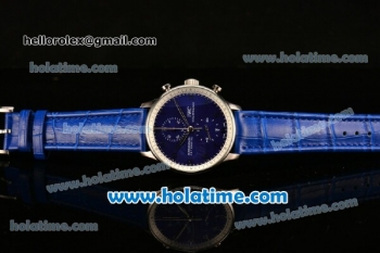 IWC Portuguese Chrono Miyota OS20 Quartz Steel Case with Blue Leather Strap and Blue Dial