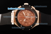 Hublot Big Bang Ayrton Senna Chronograph Miyota Quartz Movement Rose Gold Case with PVD Bezel and Brown Grid Dial