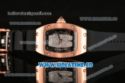 Richard Mille RM007 Miyota 6T51 Automatic Rose Gold Case with Diamonds Dial and Black Rubber Strap