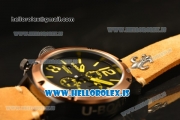 U-Boat Chimera Chronograph OS10 Quartz With Rose Gold Bezel and Black Case Brown Leather Yellow Marker