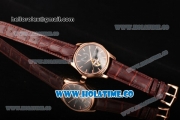 Patek Philippe Calatrava Tourbillon Swiss ETA 2824 Automatic Rose Gold Case with Stick Markers and Black Dial