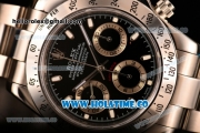 Rolex Daytona II Chrono Swiss Valjoux 7750 Automatic Full Steel with Black Dial and White Stick Markers (JF)