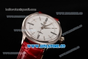 Rolex Cellini Time Asia 2813 Automatic Steel Case with White Dial Red Leather Strap and Stick/Roman Numeral Markers