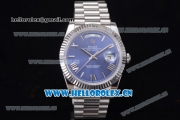 Rolex Day-Date II Swiss ETA 2836 Automatic Stainless Steel Case/Bracelet with Dark Blue Dial and Roman Numeral Markers (BP)