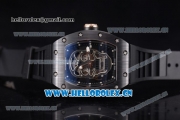 Richard Mille RM 52-01 Miyota 9015 Automatic PVD Case with Skull Dial Dot Markers and Black Rubber Strap