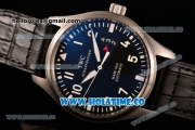 IWC Pilot's Watch Mark XVII Swiss ETA 2892 Automatic Steel Case with Blue Dial and Black Leather Strap - White Arabic Numeral Markers