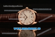 Omega De Ville Tresor Master Co-Axial Clone 8800 Automatic Rose Gold Case with White Dial and Brown Leather Strap - (YF)