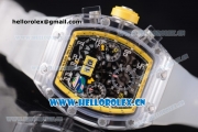 Richard Mille RM 011 Felipe Massa Flyback Chronograph Swiss Valjoux 7750 Automatic Sapphire Crystal Case with Skeleton Dial and Aerospace Nano Translucent Strap