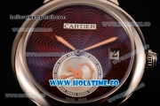 Cartier Rotonde De Swiss Quartz Steel Case with Brown Guilloche Dial and Brown Leather Strap