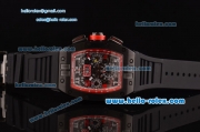 Richard Mille RM011 Swiss Valjoux 7750-SHG Automatic PVD Case with Black Rubber Strap and Skeleton Dial Numeral Markers