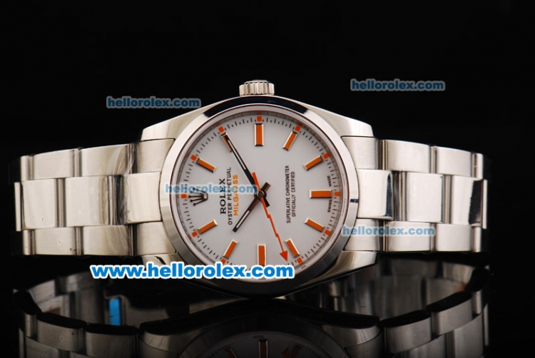 Rolex Milgauss Oyster Perpetual Automatic Movement with White Dial and Orange Stick Marker-SS Strap - Click Image to Close