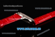 Rolex Cellini Time Asia 2813 Automatic Steel Case with White Dial Red Leather Strap and Stick Markers