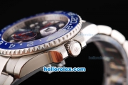 Rolex GMT-Master Automatic Movement Silver Case with Blue Dial and Blue Ceramic Bezel-SS Strap
