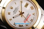 Rolex Datejust II Oyster Perpetual Automatic Movement Two Tone with Gold Bezel-White Dial and Gold Roman Markers