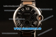 Cartier Ballon Bleu De Chrono Swiss Valjoux 7750 Automatic Two Tone Case with Black Dial and Two Tone Bracelet - (H)