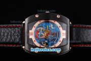 Richard Mille Tourbillon PVD Case with Red Marking and Black Leather Strap