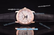 BlancPain Moonphase ST25 Automatic Rose Gold Case with White Dial and Black Leather Strap-Rose Gold Markers