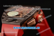 Richard Mille RM 11-02 Swiss Valjoux 7750 Automatic Carbon Fiber Case with Skeleton Dial and Red Rubber Strap - 1:1 Original