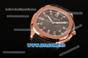 Patek Philippe Aquanaut Miyota 9015 Automatic Rose Gold Case with Black Dial and Arabic Numeral Markers (BP)