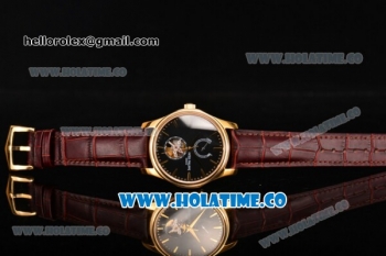 Patek Philippe Calatrava Tourbillon Swiss ETA 2824 Automatic Yellow Gold Case with Stick Markers and Black Dial