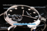 Vacheron Constantin Malte Miyota Quartz Stainless Steel Case with Black Leather Strap Black Dial and Diamond Markers