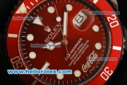 Rolex Colamariner Submariner Automatic Movement PVD Case with Red Dial and Red Bezel - Black Nylon Strap