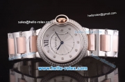 Cartier Ballon Bleu De Miyota Quartz Movement Diamond Bezel with Diamond Markers and Two Tone Strap