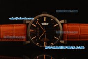 Bvlgari Sotirio Automatic Rose Gold Case with PVD Bezel and Black Dial-Brown Leather Strap
