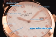 Patek Philippe Calatrava Swiss ETA 2824 Automatic Rose Gold Case with Brown Leather Strap and White Roman Markers