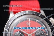 Rolex Daytona Vintage Chrono Miyota OS20 Quartz Steel Case with Red Dial Stick Markers and Red Nylon Strap